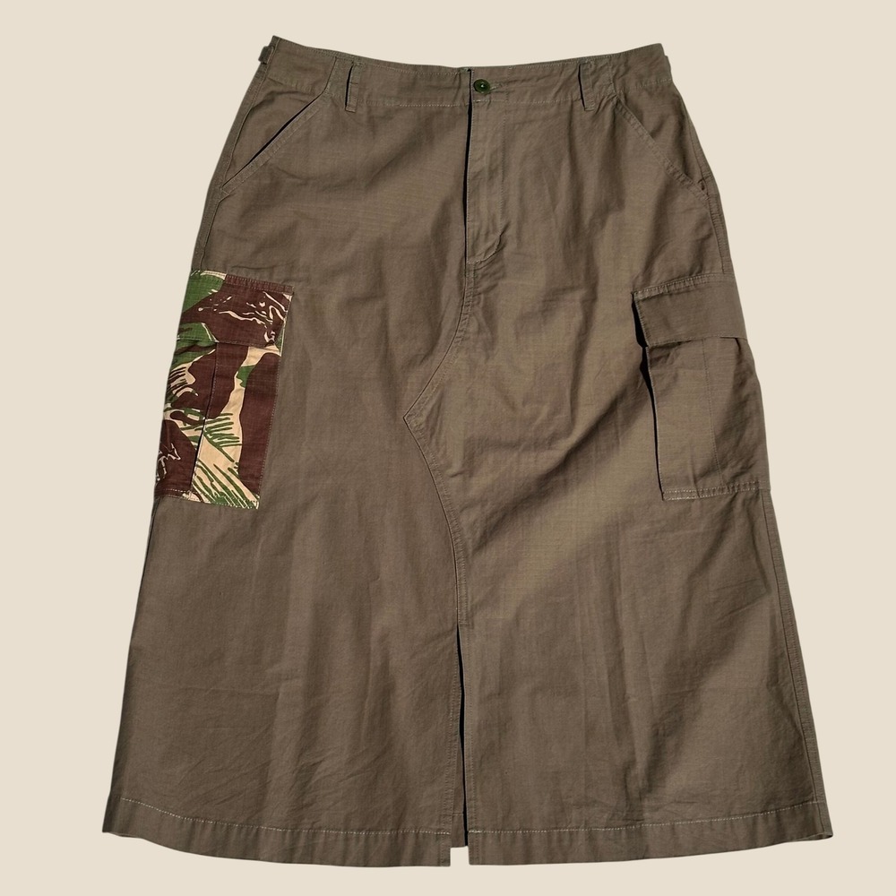 Deus Ex Machina Arts & Crafts Skirt Green Camo Cargo Midi Ripstop Womens Large